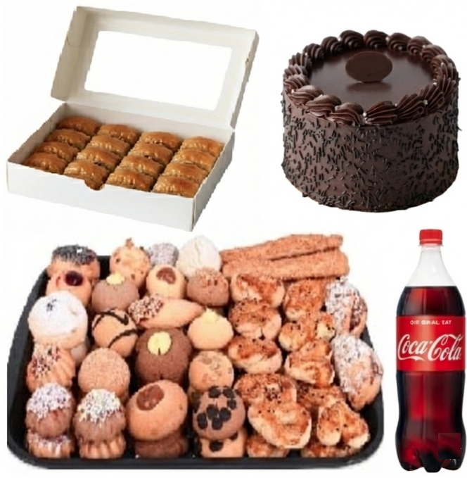 4 Kişilik Çikolatalı Yaş Pasta + Kuru Pasta + Cevizli Baklava Menü pasta