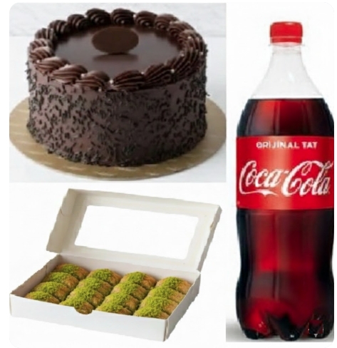 Kare Dikdörtgen Yaş Pasta + Fıstıklı Baklava 6-9 Kişilik Menü pasta